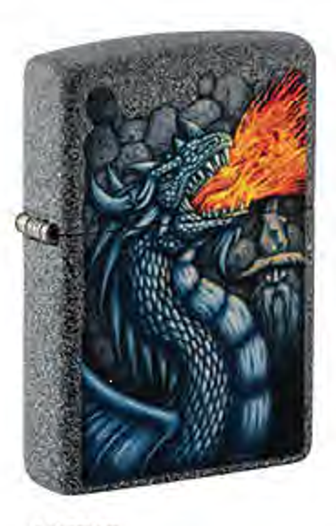 Цена наЗажигалка ZIPPO Fiery Dragon с покрытием Iron Ston, латунь/сталь, серая, матовая