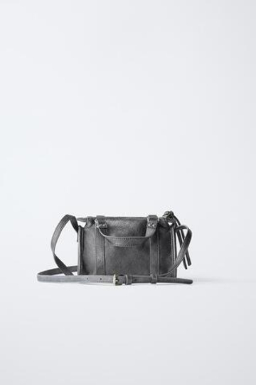 ZARA МЕТАЛЛИЧЕСКАЯ СУМКА, СЕРЫЙ