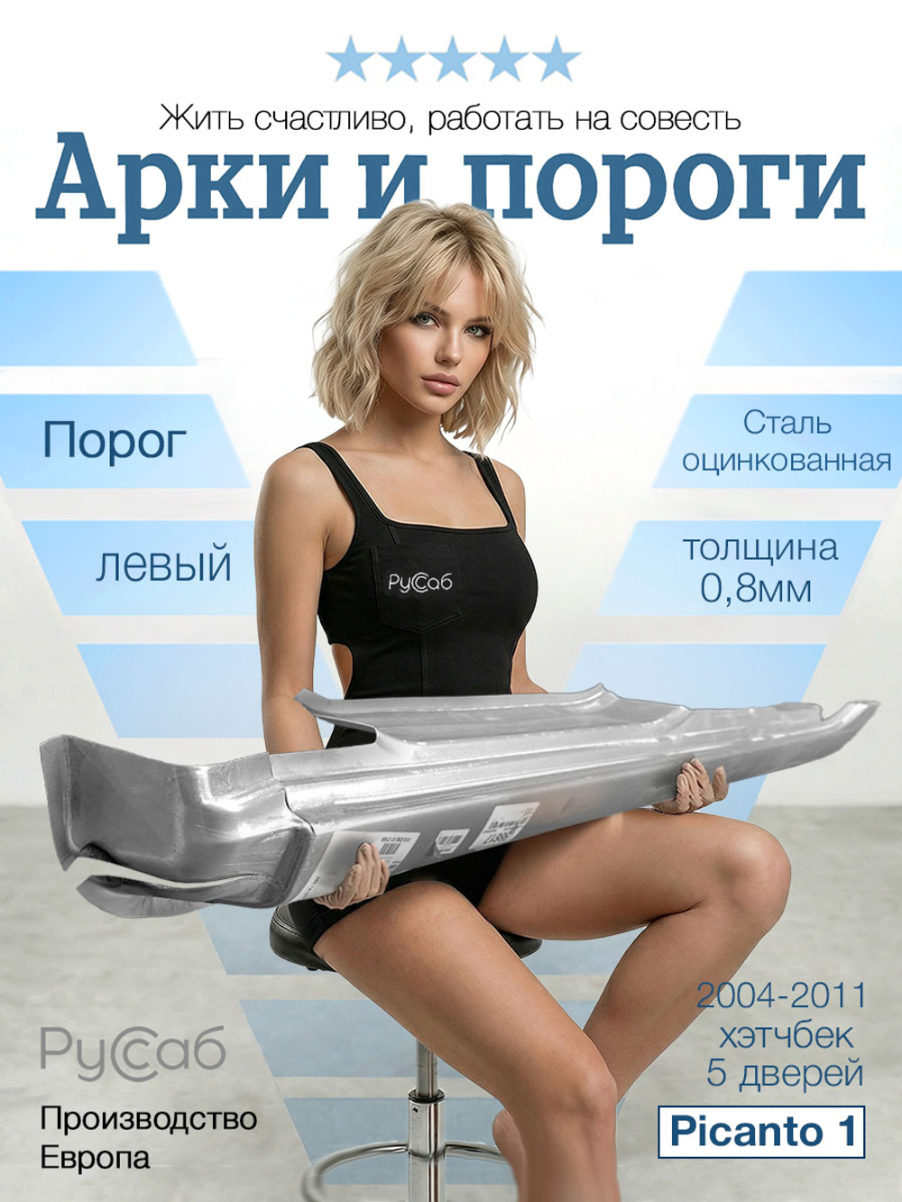 Порог левый Kia Picanto 1 2004-2011 (Klokkerholm) хэтчбек