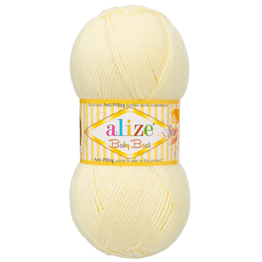Пряжа Alize (Ализе) Baby Best / уп.5 мот. по 100 г, 240м, 062 светло-молочный A