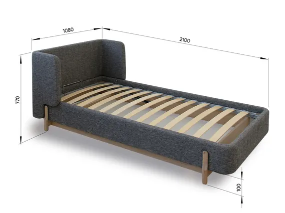 Кровать с подъемным механизмом Basic, 90х200 см (коричневый, рогожка)
