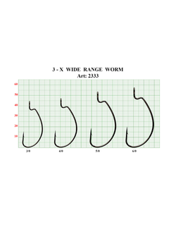 Крючок рыболовный Fish Crystal (офсет) 3-X WIDE RANGE WORM 2333 №5/0 (5 упаковок)