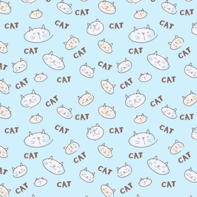 Кошки и надпись CAT на голубом