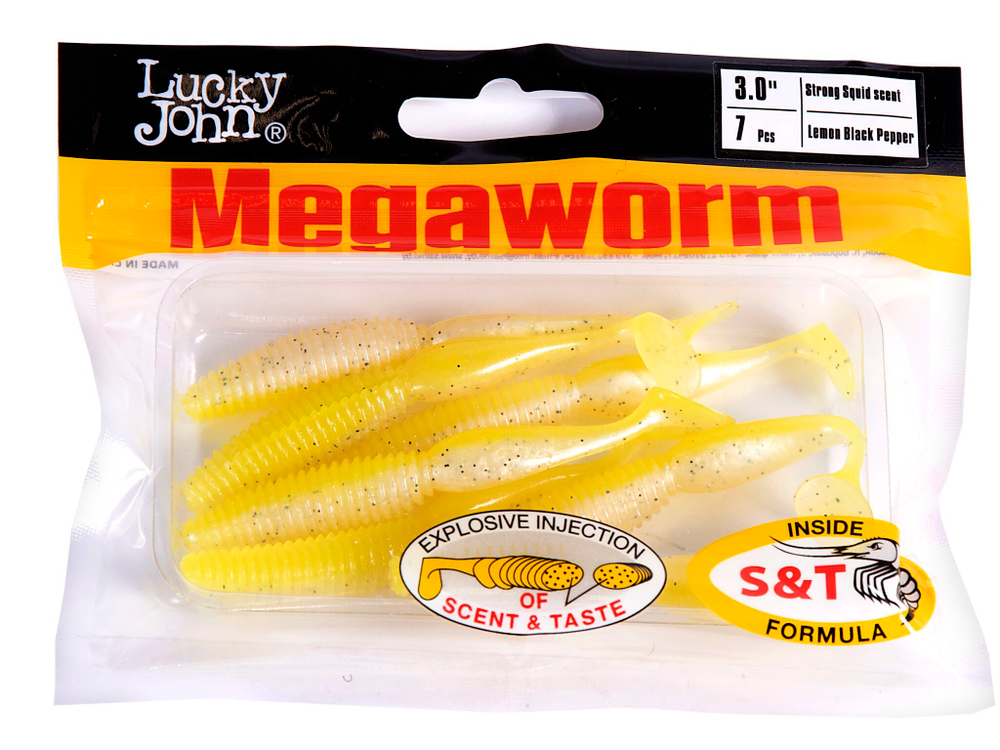Виброхвосты съедобные LJ Pro Series MegaWorm 3,0in (7,6 см), цв. T66, 7 шт.
