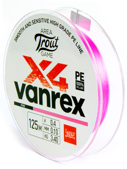 Леска плетёная LJ Area Trout Game х4 BRAID Pink 125 м, 0,10 мм