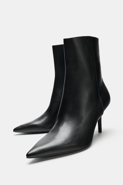 ZARA БОТИЛЬОНЫ НА ТОНКОМ КАБЛУКЕ, ЧЕРНЫЙ