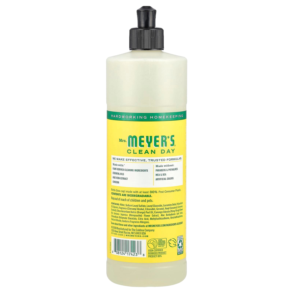 Mrs. Meyers Clean Day, Мыло для посуды, с ароматом жимолости, 473 мл (16 жидк. унц.)