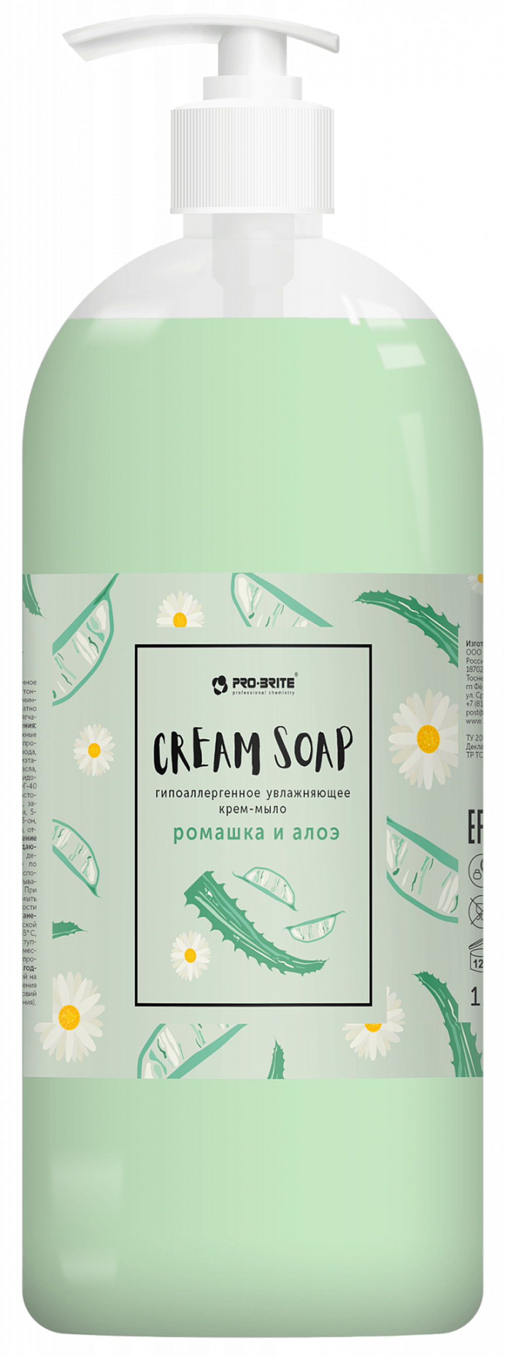 1090-1 Cream Soap Крем-Мыло 1л (1/12) Ромашка и алоэ ПРО-БРАЙТ