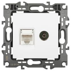 Розетка ЭРА Серия 12 12-3110-01М комбинированная RJ45+TV, белый матовый | Эра 12
