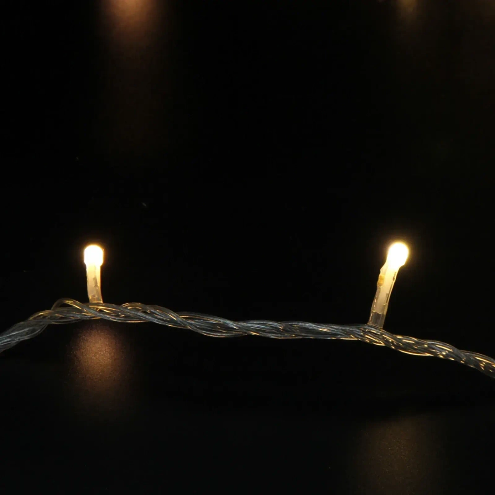 Гирлянда для улицы «Bright light» 10 м 100 ламп LED прозрач.пров.,8 реж, IP-54, Теплый белый (возможность соединения)