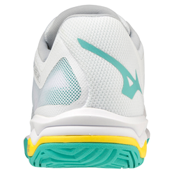 Женские Кроссовки теннисные Mizuno Wave Exceed Light AC - white/turquoise/high visibility yellow