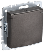 BRITE Розетка 1-местная с заземлением с защитными шторками и крышкой 16А IP20 РСбш10-3-БрТБ темная бронза IEK