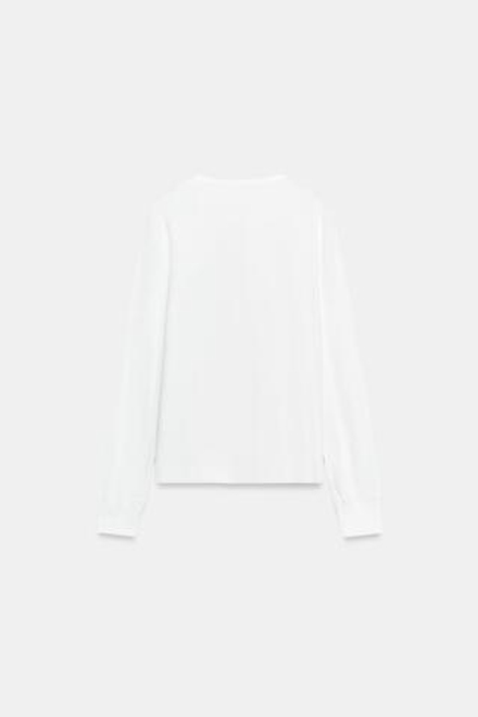 ZARA ФУТБОЛКА С ДЛИННЫМИ РУКАВАМИ, БЕЛЫЙ