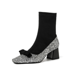 JIUXINGDAO Stretch Boots Sheepskin Ankle Boots 5.5cm Women"s