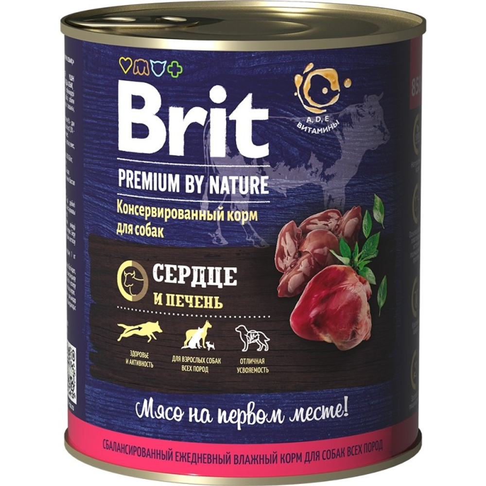 Brit Premium by Nature All Breeds Сердце/Печень консервы для собак 850 г