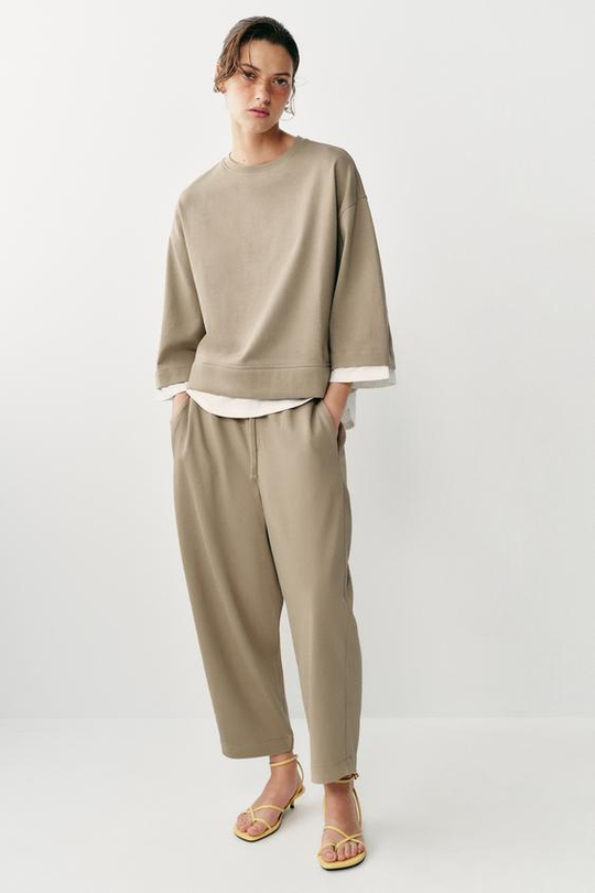 ZARA БРЮКИ BALLOON, МЯГКИЙ КАШТАНОВЫЙ