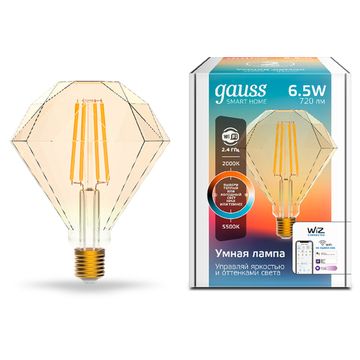 Лампа Smart Home DIM+CCT E27 6,5W 1370112 Diamond Golden Gauss