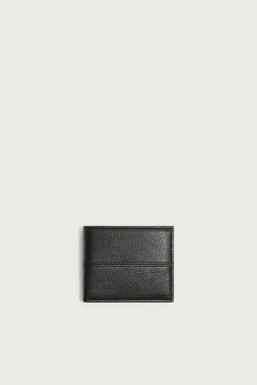 ZARA КОЖАНЫЙ КОШЕЛЕК, ЧЕРНЫЙ