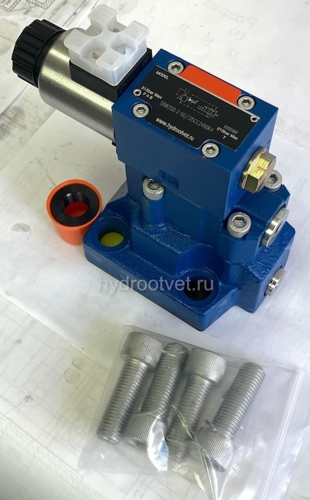 DBW20A2-5X/315XYCG24N9K4 - Предохранительный клапан Ду25 с давлением настройки до 315 бар, управление - X и Y - внешние с разгрузкой A = закрыт с электроуправлением G24