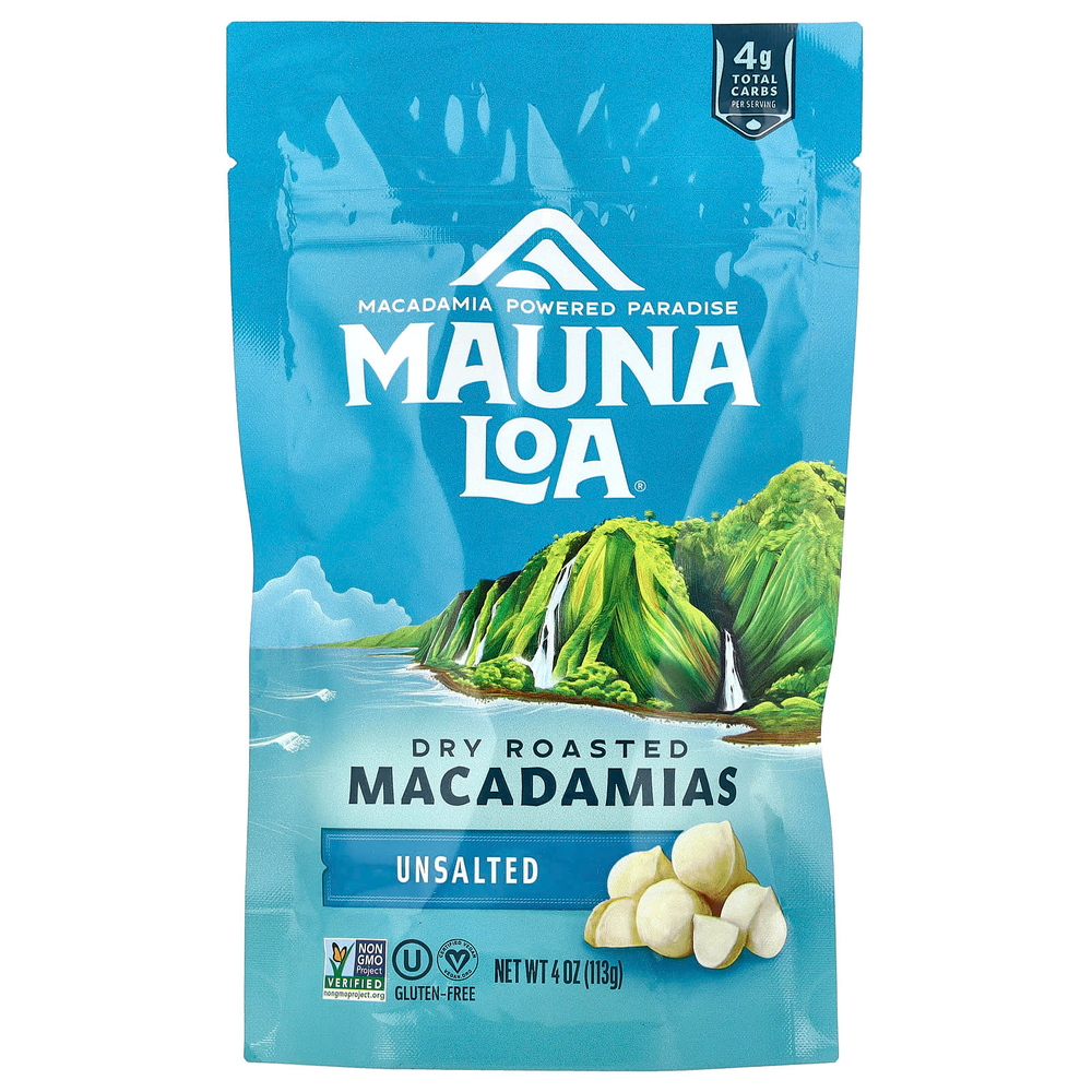 Mauna Loa, Макадамия сухой обжарки, несоленая, 113 г (4 унции)
