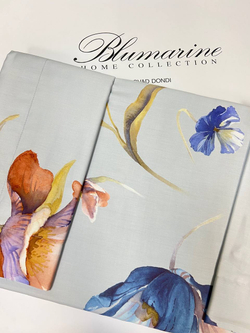 Постельное белье 2 спальное евро макси Blumarine Fleurette Blu серо-голубое
