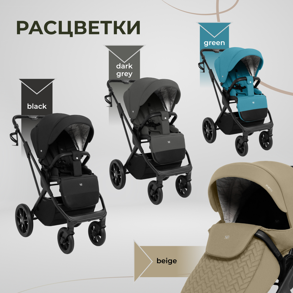 Коляска 2в1 Sweet Baby Porto Dark Grey