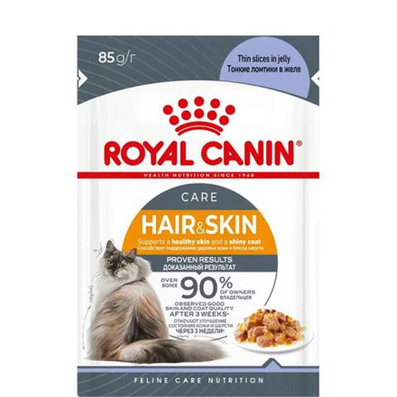 Тонкие ломтики в желе, 85г Hair & Skin для здоровья кожи и блеска шерсти Royal Canin
