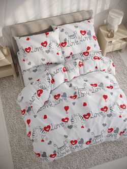 Простынь на резинке поплин Сказка "Lovecats" 120x200 см