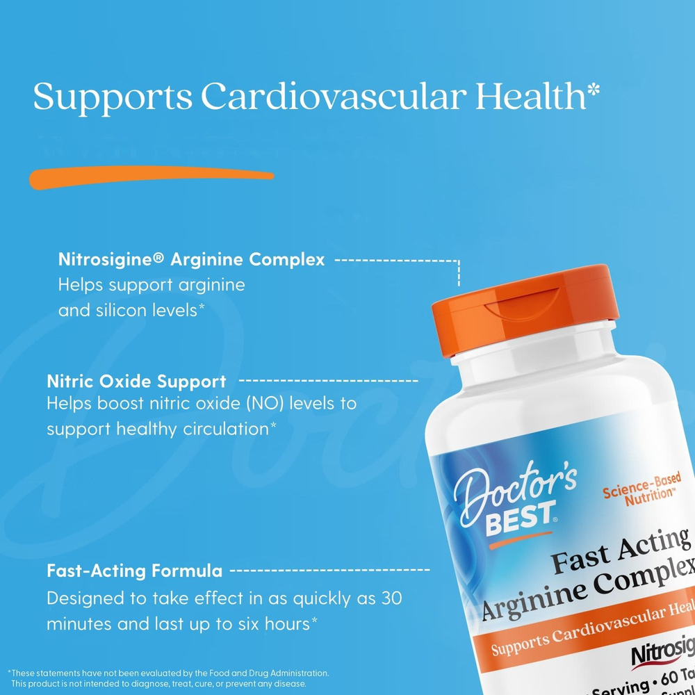 Doctor's Best, комплекс с аргинином быстрого действия, 60 таблеток