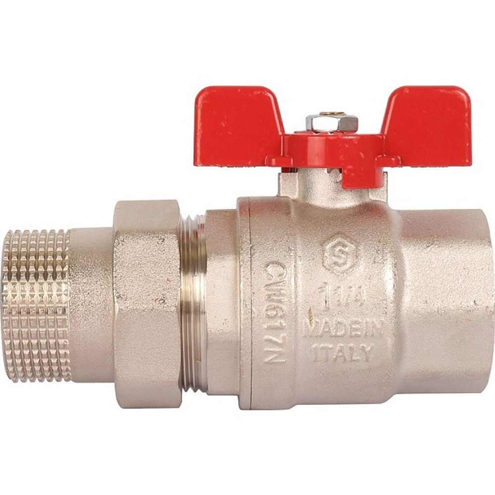 Кран шаровой STOUT полнопроходной 1 1/4" с американкой под O-ring кольцо (бабочка)