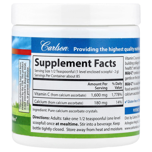 Carlson, Mild-C®, витамин C в порошке, 170 г (6 унций)