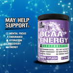 EVLution Nutrition, BCAA Energy Plus, электролиты, со вкусом винограда, 345 г (12,2 унции)