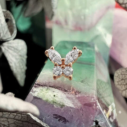 Накрутка "Butterfly v.2" - Розовое золото - White CZ
