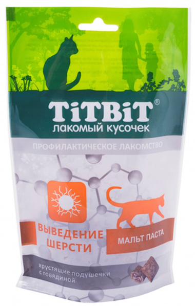 Подушечки Titbit с говядиной для выведения шерсти для кошек 60 г