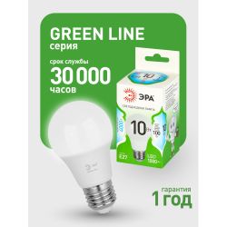 Лампа светодиодная ЭРА GREEN LINE LED A60-10W-840-E27 GL 10Вт груша яркий белый свет E27 | Лампы cветодиодные Груша (A)