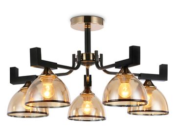 Потолочная люстра 5*Е27 TR9099/5 BK/GD/TI чёрный/золото/янтарь Traditional Ambrella