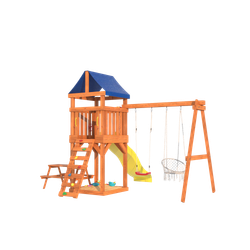 Детская площадка Fun Land с плетенным креслом, горкой и столиком со скамейками