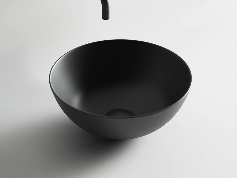 Умывальник чаша накладная круглая (цвет Чёрный Матовый) Ceramicanova Элемент (Element) 358x358x155мм CN6004