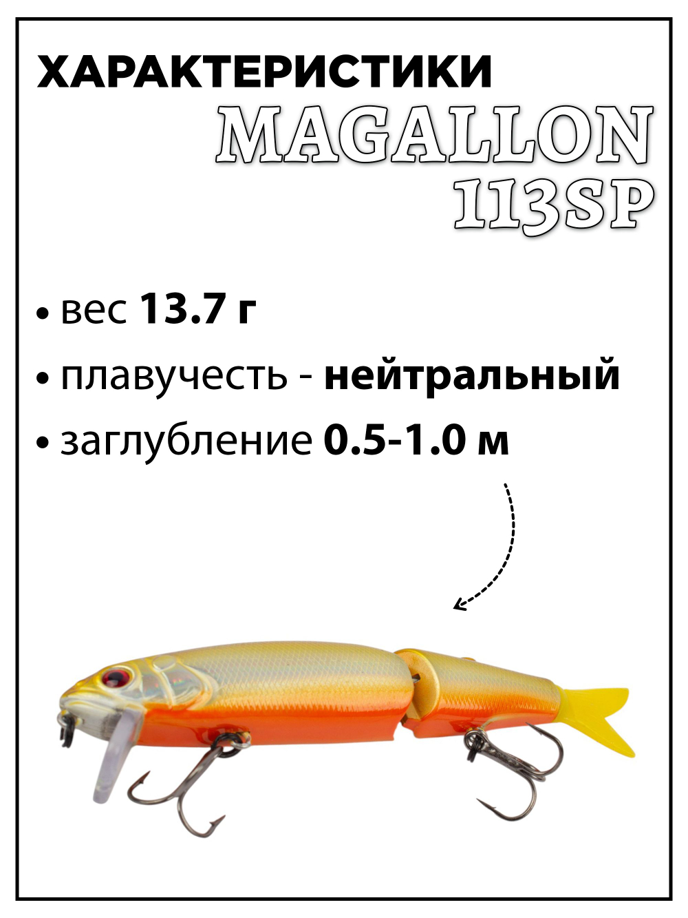 Воблер составной Минноу Magallon 113 SP 13.7 г цвет #33