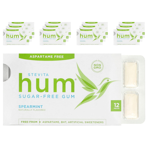 Stevita Naturals, Hum®, жевательная резинка без сахара, со вкусом мяты, 12 пакетиков по 12 шт.