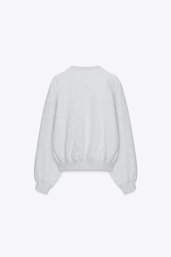 ZARA БАЗОВАЯ ТОЛСТОВКА ИЗ МЯГКОЙ ТКАНИ, СЕРЫЙ МЕЛАНЖ