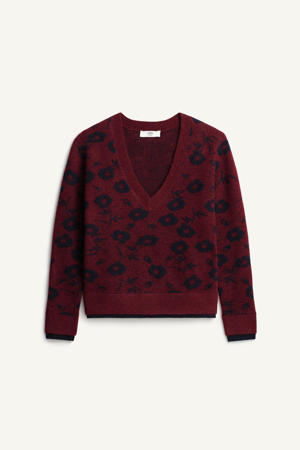 ZARA СВИТЕР С ПРИНТОМ - LIMITED EDITION, ВИННЫЙ