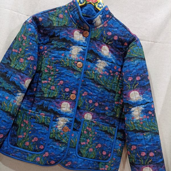 ЦВЕТЫ И ЛУНА, отрез 75 см, 100% хлопок Handmade Fabrics 6