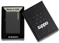 Зажигалка ZIPPO Logo с покрытием Black Crackle, латунь/сталь, чёрная, матовая, 38x13x57 мм, шт