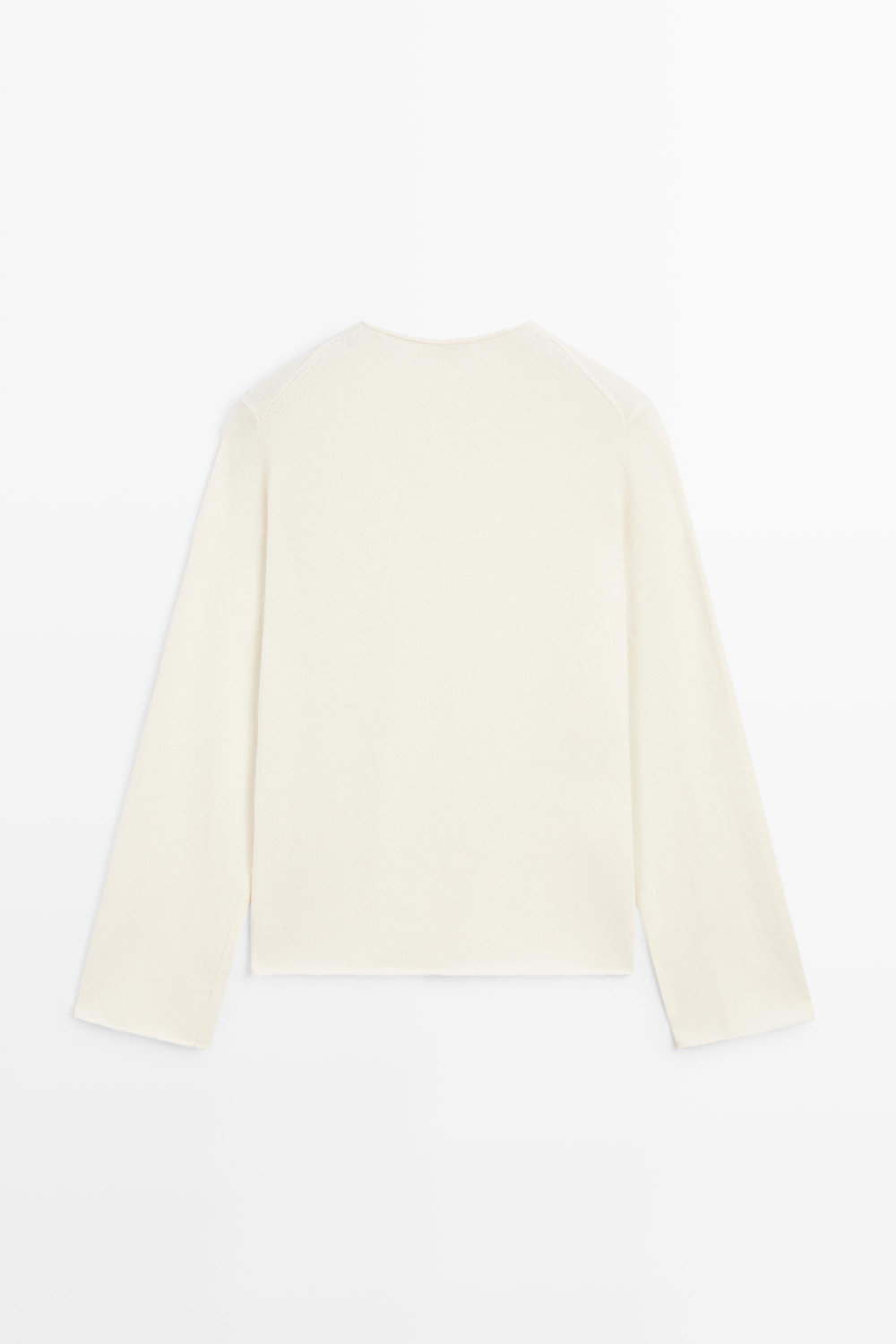 Massimo Dutti Кардиган из смесовой шерсти с пуговицами, натуральный/кремовый