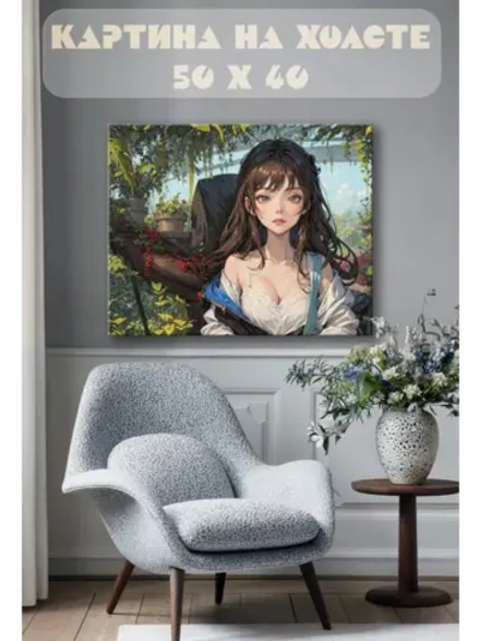 Картина на стену 40 X 50 Девушка аниме