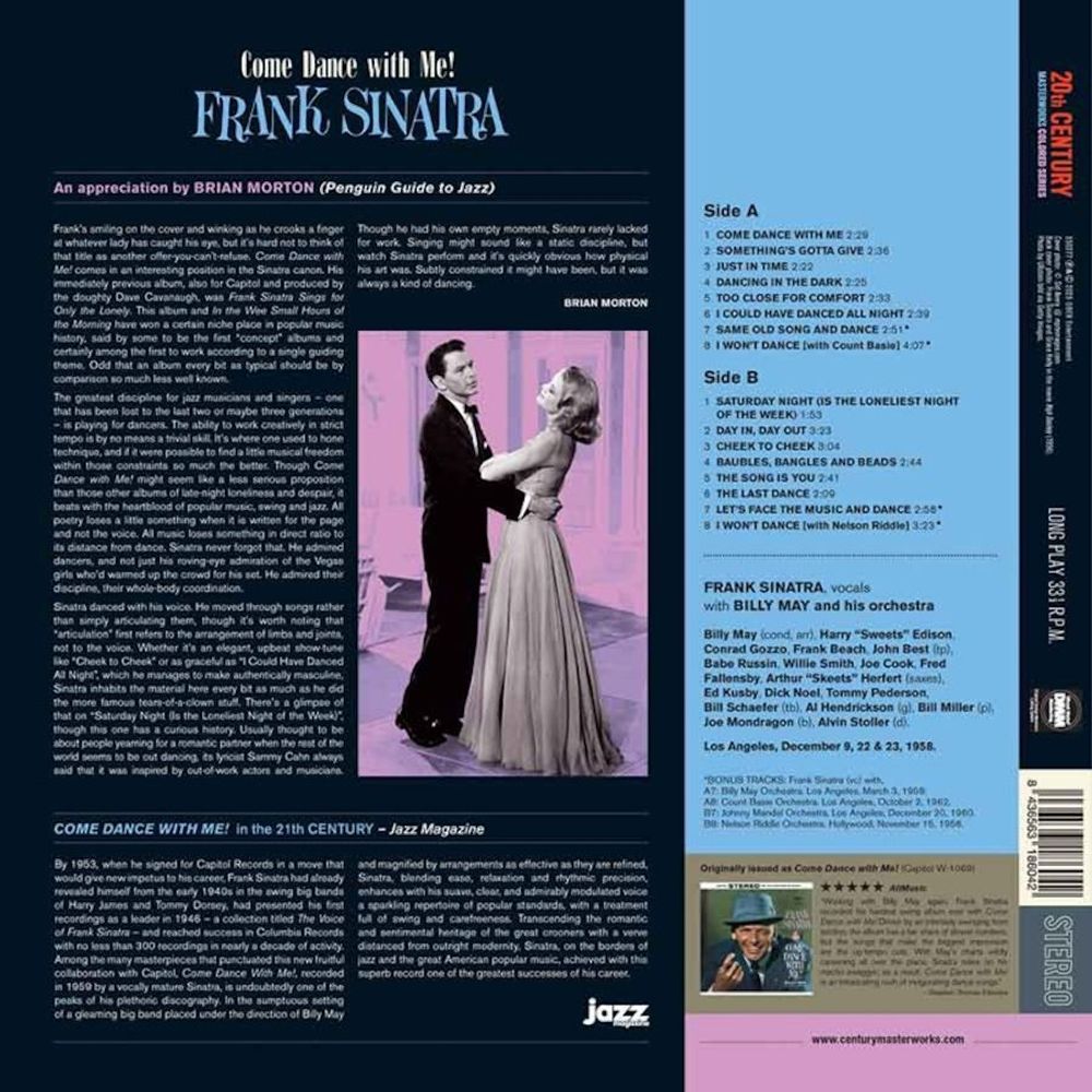 Frank Sinatra - Come Dance With Me! (Blue Vinyl) (LP) Новая запечатанная виниловая пластинка. Фрэнк Синатра