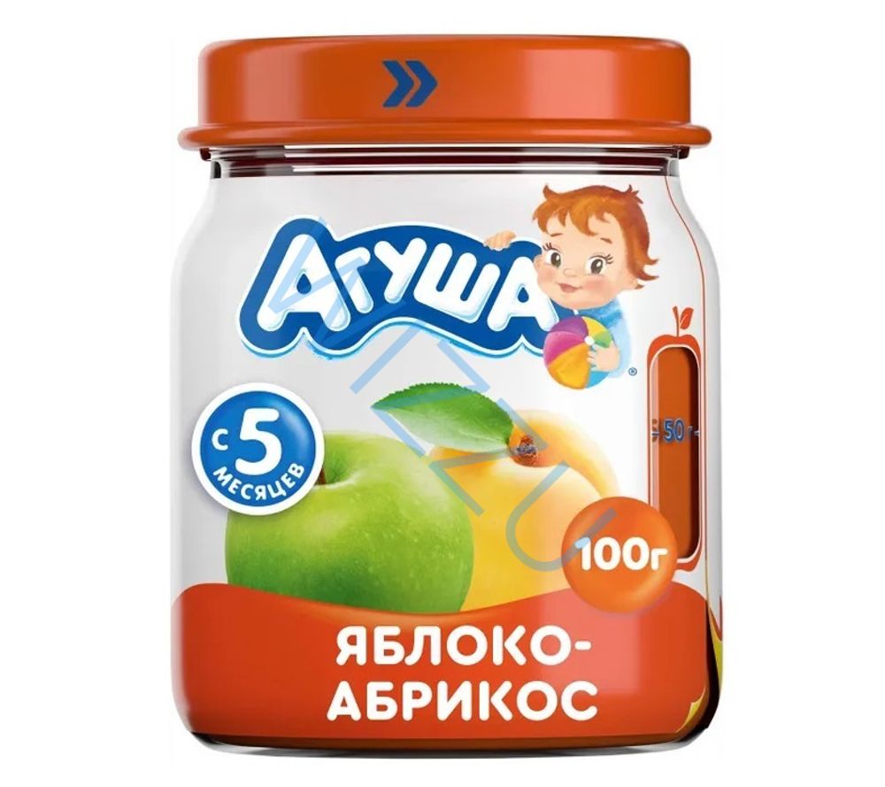 Пюре фруктовое Агуша яблоко-абрикос, 100 г