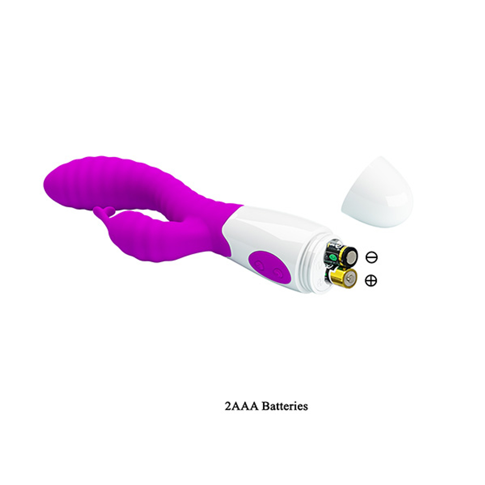 Лиловый вибратор-кролик 20см c ребристым рельефом Pretty Love Pete Bunny Vibrator BI-014705
