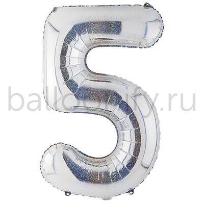 Шар ЦИФРА 5 Silver блеск 40" 102 см